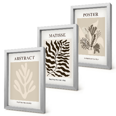 Trittico incorniciato Fantasie floreali nelle tonalità del beige e del marrone