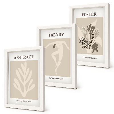 Trittico incorniciato Fantasie floreali nelle tonalità del beige e del marrone