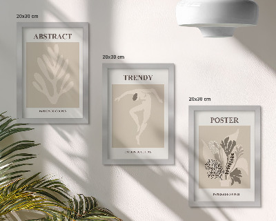 Trittico incorniciato Fantasie floreali nelle tonalità del beige e del marrone