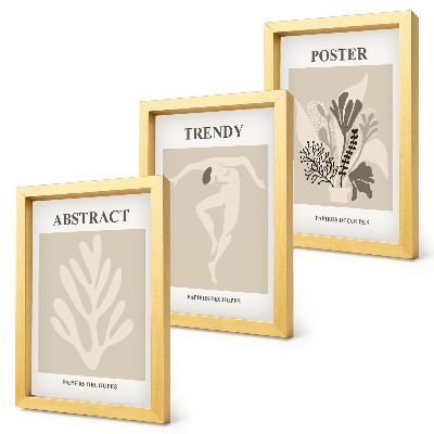 Trittico incorniciato Fantasie floreali nelle tonalità del beige e del marrone