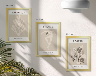 Trittico incorniciato Fantasie floreali nelle tonalità del beige e del marrone