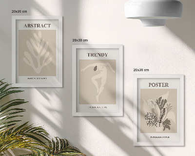Trittico incorniciato Fantasie floreali nelle tonalità del beige e del marrone