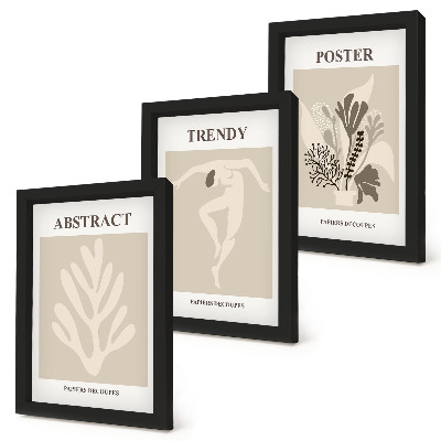 Trittico incorniciato Fantasie floreali nelle tonalità del beige e del marrone