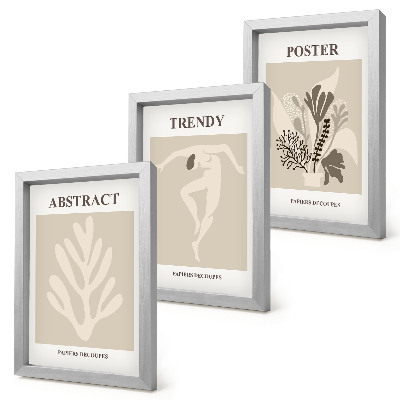 Trittico incorniciato Fantasie floreali nelle tonalità del beige e del marrone
