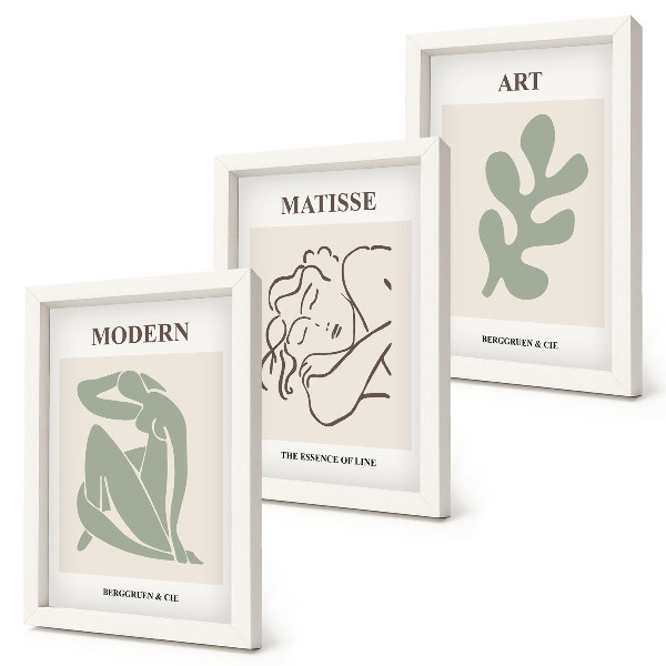 Composizione di 3 quadri Personaggi e piante eleganti in un design minimalista