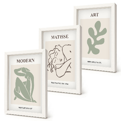 Composizione di 3 quadri Personaggi e piante eleganti in un design minimalista