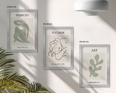 Composizione di 3 quadri Personaggi e piante eleganti in un design minimalista
