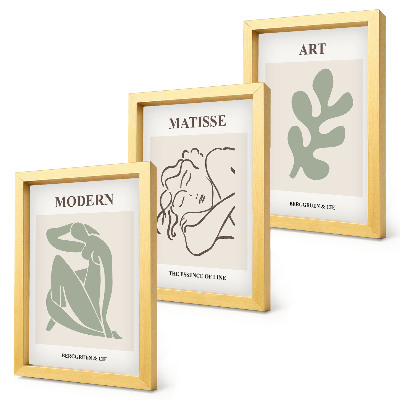 Composizione di 3 quadri Personaggi e piante eleganti in un design minimalista