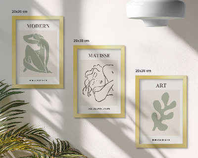 Composizione di 3 quadri Personaggi e piante eleganti in un design minimalista
