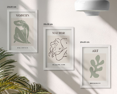Composizione di 3 quadri Personaggi e piante eleganti in un design minimalista