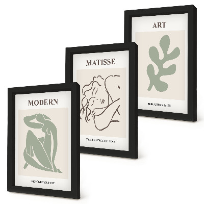Composizione di 3 quadri Personaggi e piante eleganti in un design minimalista