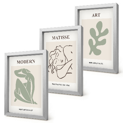 Composizione di 3 quadri Personaggi e piante eleganti in un design minimalista