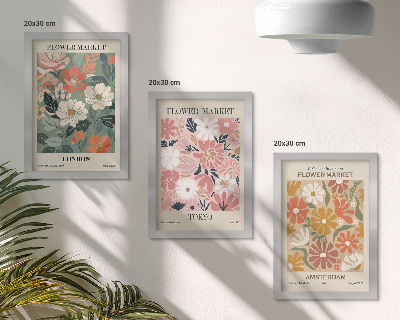 Trittico incorniciato Poster con motivi floreali di Londra, Tokyo e Amsterdam
