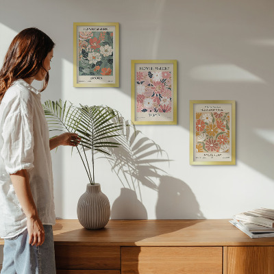 Trittico incorniciato Poster con motivi floreali di Londra, Tokyo e Amsterdam
