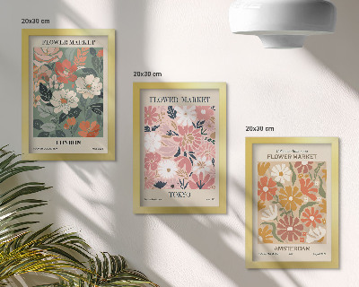 Trittico incorniciato Poster con motivi floreali di Londra, Tokyo e Amsterdam