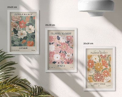 Trittico incorniciato Poster con motivi floreali di Londra, Tokyo e Amsterdam