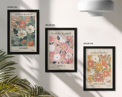 Trittico incorniciato Poster con motivi floreali di Londra, Tokyo e Amsterdam