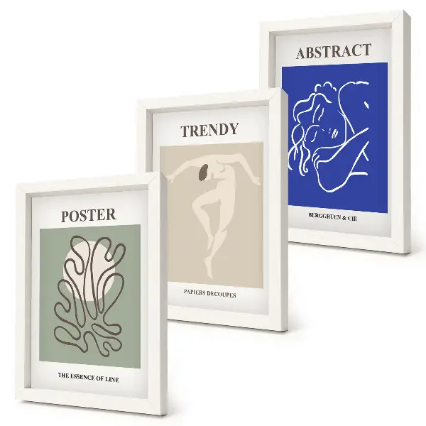 Composizione di 3 quadri con illustrazioni a pastello di Henri Matisse
