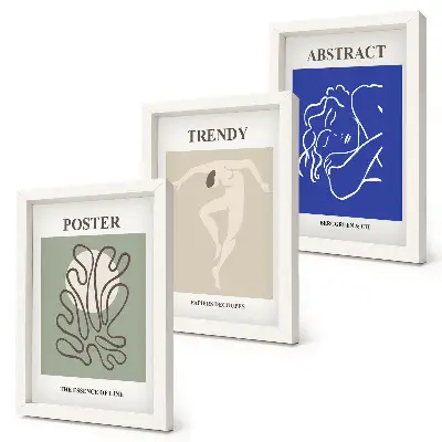 Composizione di 3 quadri con illustrazioni a pastello di Henri Matisse