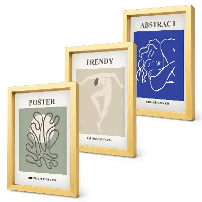 Composizione di 3 quadri con illustrazioni a pastello di Henri Matisse