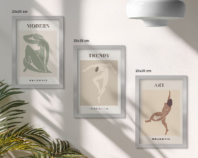 Trittico incorniciato Personaggi eleganti in tonalità minimaliste