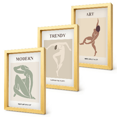 Trittico incorniciato Personaggi eleganti in tonalità minimaliste