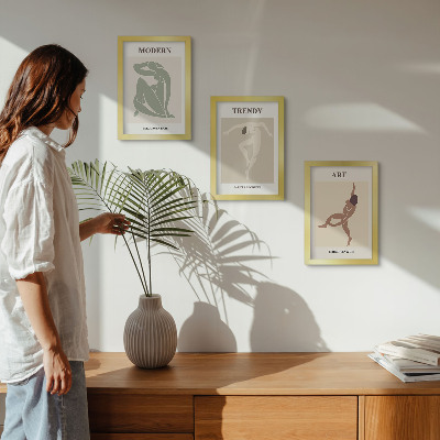 Trittico incorniciato Personaggi eleganti in tonalità minimaliste