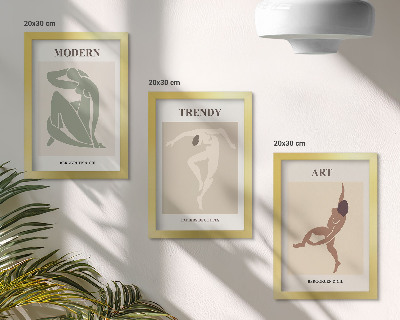 Trittico incorniciato Personaggi eleganti in tonalità minimaliste