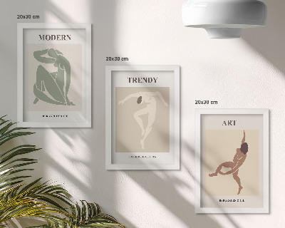 Trittico incorniciato Personaggi eleganti in tonalità minimaliste