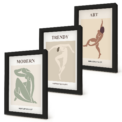 Trittico incorniciato Personaggi eleganti in tonalità minimaliste