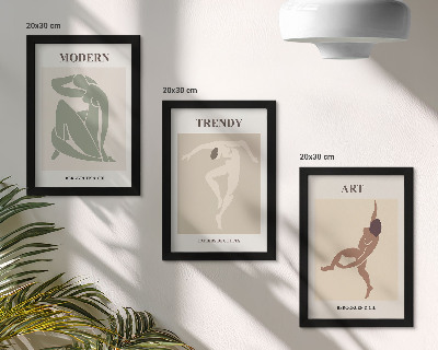 Trittico incorniciato Personaggi eleganti in tonalità minimaliste