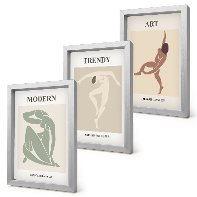 Trittico incorniciato Personaggi eleganti in tonalità minimaliste
