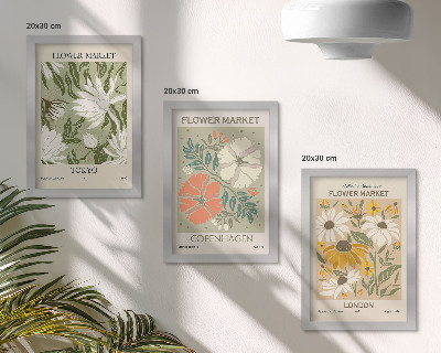 Trittico incorniciato Motivi floreali provenienti da varie città del mondo.