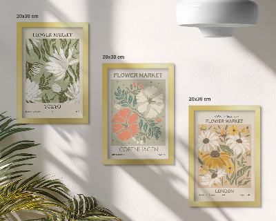 Trittico incorniciato Motivi floreali provenienti da varie città del mondo.
