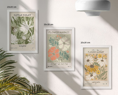 Trittico incorniciato Motivi floreali provenienti da varie città del mondo.