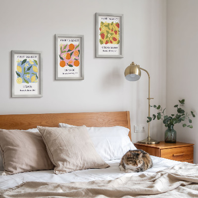 Composizione di 3 quadri Poster di frutta con limoni, arance e fragole