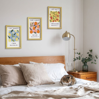 Composizione di 3 quadri Poster di frutta con limoni, arance e fragole