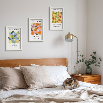 Composizione di 3 quadri Poster di frutta con limoni, arance e fragole