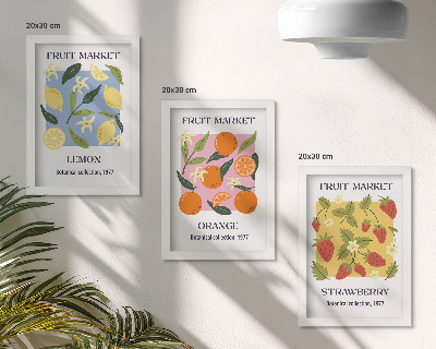 Composizione di 3 quadri Poster di frutta con limoni, arance e fragole