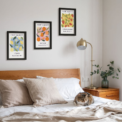 Composizione di 3 quadri Poster di frutta con limoni, arance e fragole