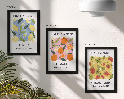 Composizione di 3 quadri Poster di frutta con limoni, arance e fragole