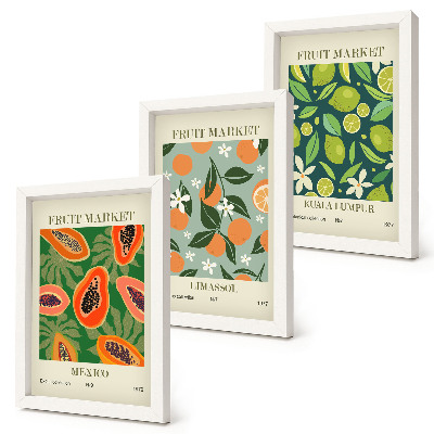 Composizione di 3 quadri Poster vintage con motivi di frutta