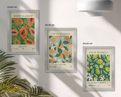 Composizione di 3 quadri Poster vintage con motivi di frutta