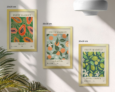 Composizione di 3 quadri Poster vintage con motivi di frutta