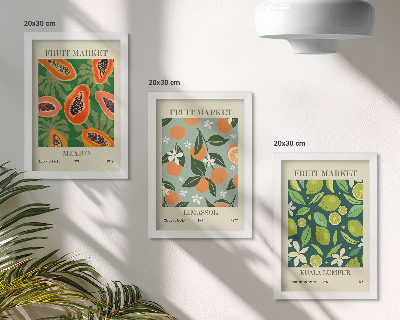 Composizione di 3 quadri Poster vintage con motivi di frutta