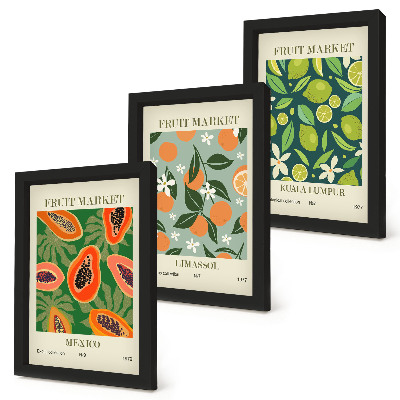 Composizione di 3 quadri Poster vintage con motivi di frutta
