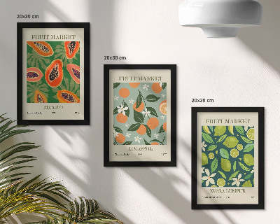 Composizione di 3 quadri Poster vintage con motivi di frutta