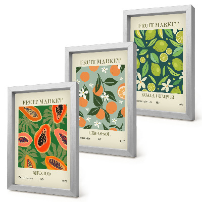 Composizione di 3 quadri Poster vintage con motivi di frutta