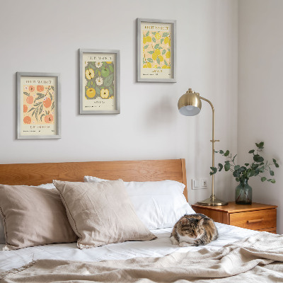 Trittico incorniciato Modelli di poster con frutta in stile retrò