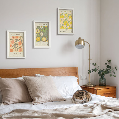 Trittico incorniciato Modelli di poster con frutta in stile retrò